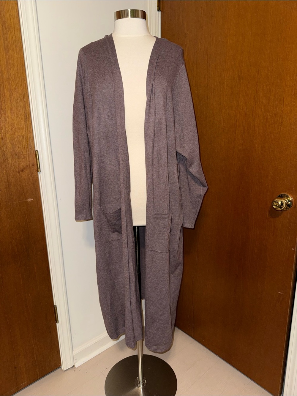 torrid Long Open-Front Duster Cardigan in Mauve